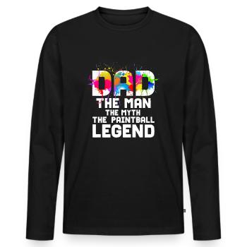 Papa L’homme Le mythe La légende du paintball Paintbal - T-shirt manches longues Premium bio Homme - noir - Devant - Nico (187cm)