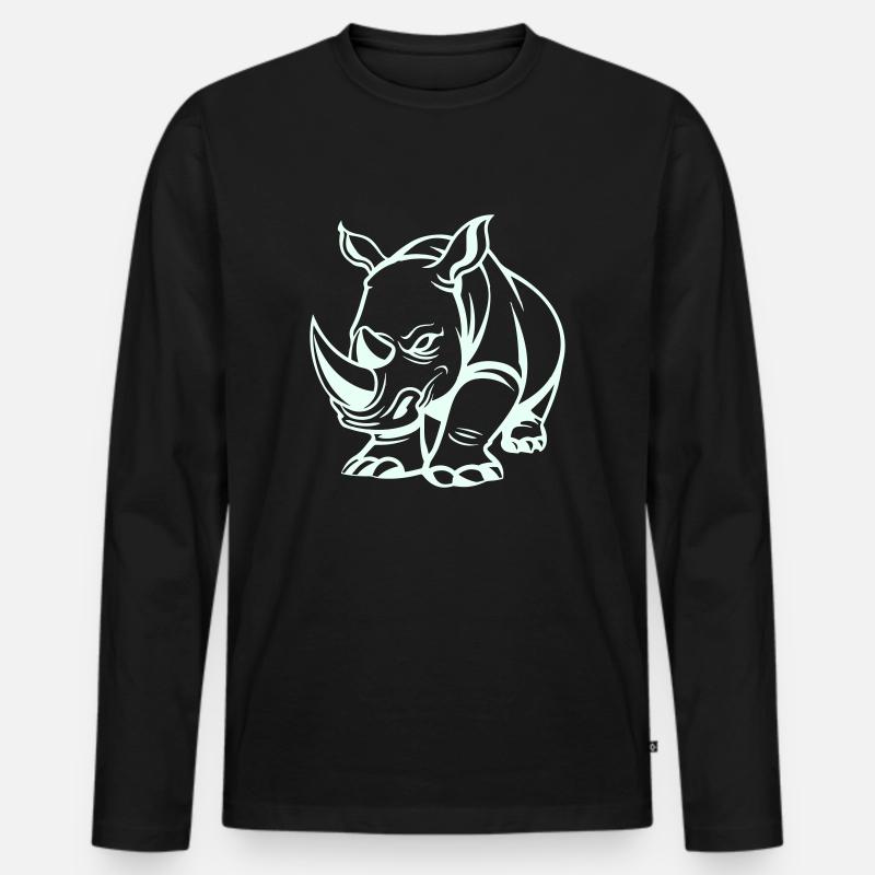 nashorn tier - Männer Premium Bio Langarmshirt - Schwarz