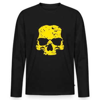 Crâne jaune - T-shirt manches longues Premium bio Homme - noir - Devant - Nico (187cm)