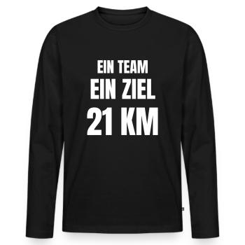 Halbmarathon - Männer Premium Bio Langarmshirt - Schwarz - Vorne - Nico (187cm)