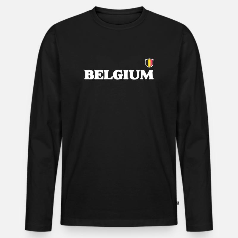 Belgische Flagge - Männer Premium Bio Langarmshirt - Schwarz