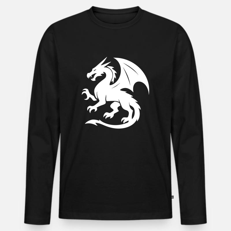 Drache (weiß) - Männer Premium Bio Langarmshirt - Schwarz