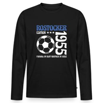 Rostocker Geburtstag 1955 Fußball Geschenk - Männer Premium Bio Langarmshirt - Schwarz - Vorne - Nico (187cm)