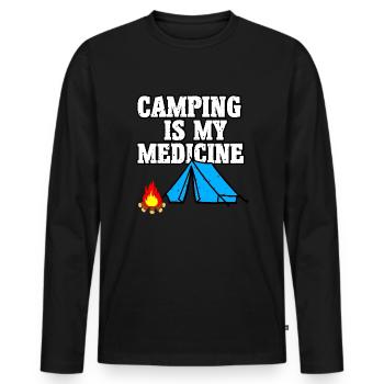 Camping Medicine - Men's Premium Organic Long Sleeve Shirt - black - Front - Nico (187cm)