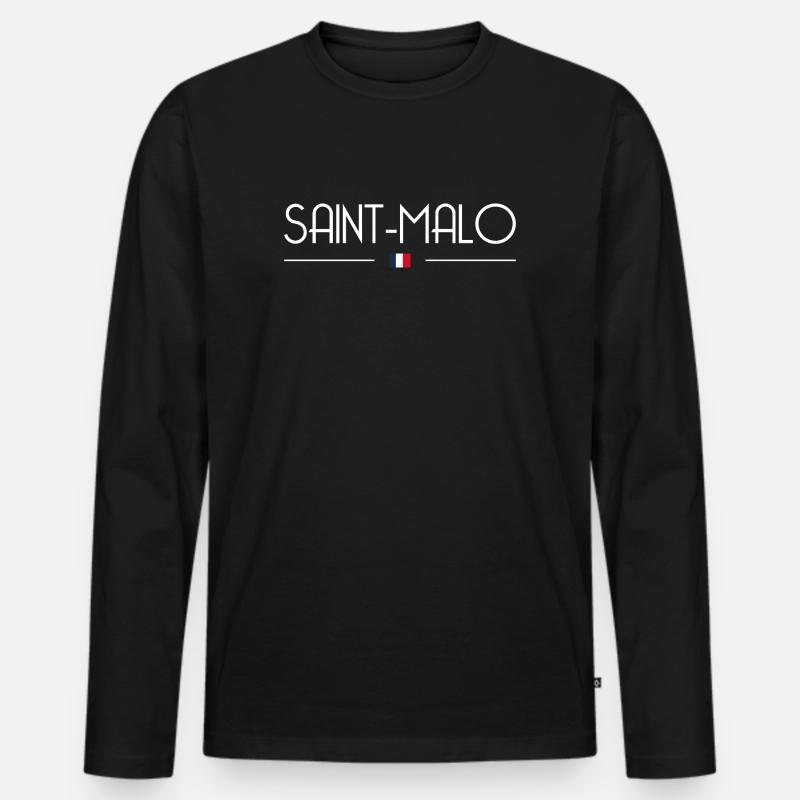 Saint-Malo - Männer Premium Bio Langarmshirt - Schwarz
