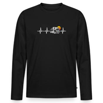 Truck Driver Heartbeat Truck Driver Truck Driver - Men's Premium Organic Long Sleeve Shirt - black - Front - Nico (187cm)