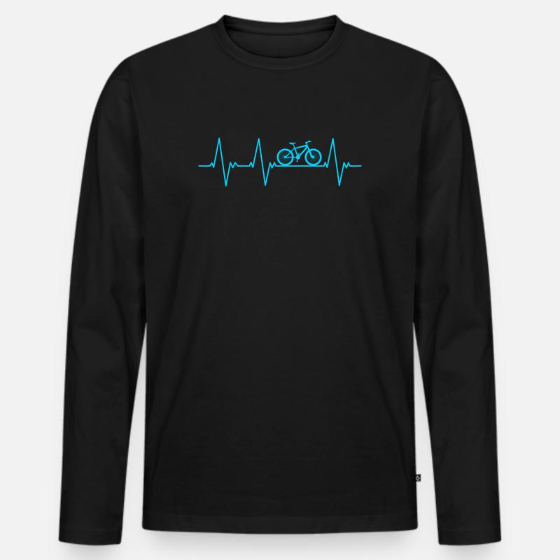 Fahrrad Herzschlag Ekg - Männer Premium Bio Langarmshirt - Schwarz