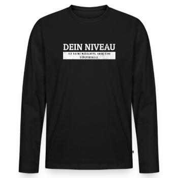 SARKASMUS - Keine Messlatte eher eine Stolperfalle - Männer Premium Bio Langarmshirt - Schwarz - Vorne - Nico (187cm)