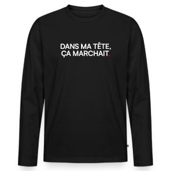 IN MY HEAD IT WORKED. | Humor - Men's Premium Organic Long Sleeve Shirt - black - Front - Nico (187cm)