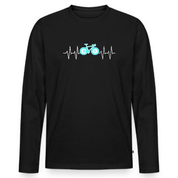 Herzschlag Fahrrad Radsport - Männer Premium Bio Langarmshirt - Schwarz - Vorne - Nico (187cm)