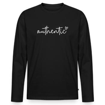 Keine Ahnung, ich arbeite nur hier. - Männer Premium Bio Langarmshirt - Schwarz - Vorne - Nico (187cm)
