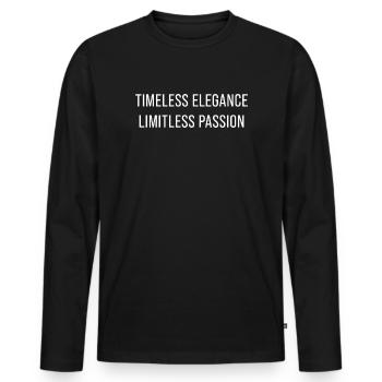 Élégance intemporelle Passion illimitée - T-shirt manches longues Premium bio Homme - noir - Devant - Nico (187cm)
