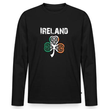 Nation Design Ireland Shamrock 3flbb - Men's Premium Organic Long Sleeve Shirt - black - Front - Nico (187cm)