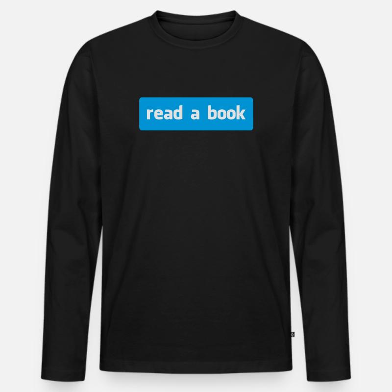read a book - Männer Premium Bio Langarmshirt - Schwarz