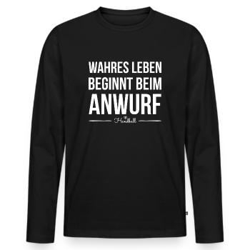 Handball handballer saying gift - Men's Premium Organic Long Sleeve Shirt - black - Front - Nico (187cm)