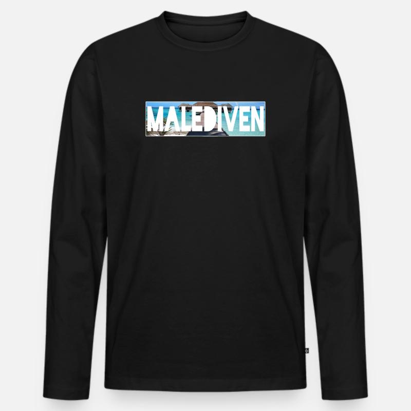 malediven - Männer Premium Bio Langarmshirt - Schwarz