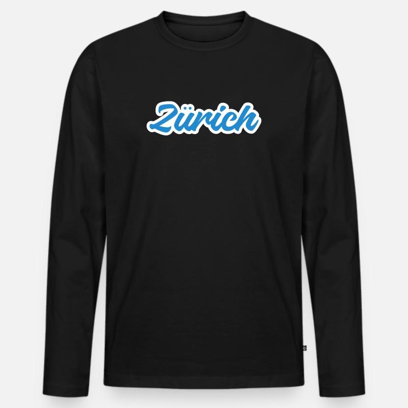 Zürich Script Blau Skyline - Männer Premium Bio Langarmshirt - Schwarz