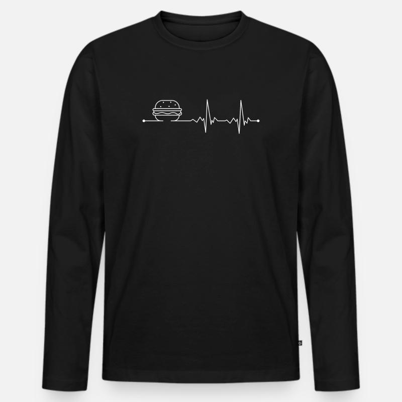Burger Pulse Linienkunst - Männer Premium Bio Langarmshirt - Schwarz