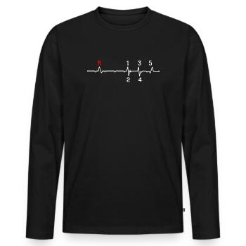 R Pulse ECG Beat Design - T-shirt manches longues Premium bio Homme - noir - Devant - Nico (187cm)