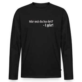 Gestern - Männer Premium Bio Langarmshirt - Schwarz - Vorne - Nico (187cm)