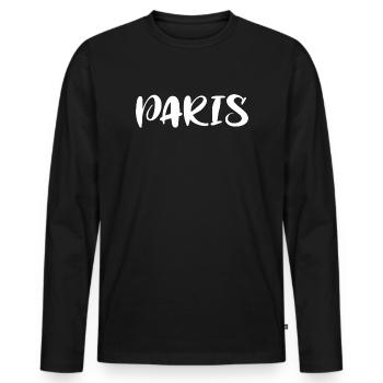 PARIS - Männer Premium Bio Langarmshirt - Schwarz - Vorne - Nico (187cm)