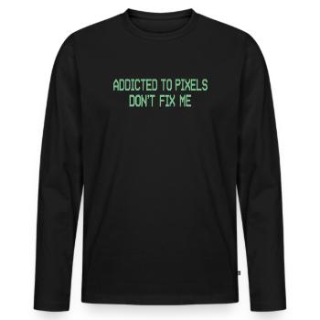 L’addiction aux pixels ne me répare pas - T-shirt manches longues Premium bio Homme - noir - Devant - Nico (187cm)