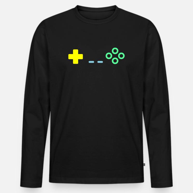 Gaming Controller Buttons Retro Vektor - Männer Premium Bio Langarmshirt - Schwarz