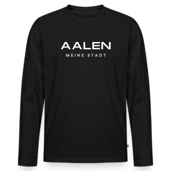 Aalen - Männer Premium Bio Langarmshirt - Schwarz - Vorne - Nico (187cm)