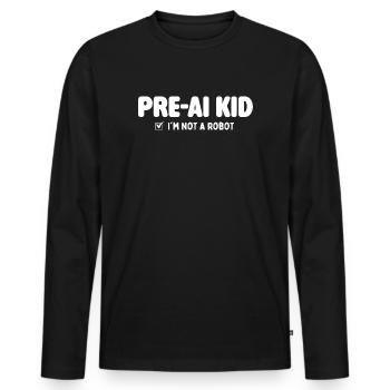 Pre AI Kid 2010s Nostalgia Throwback - Men's Premium Organic Long Sleeve Shirt - black - Front - Nico (187cm)
