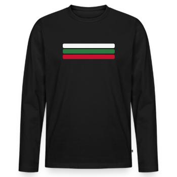 Bulgaria Flag Minimal - Flag Fan Stripe Desi - Men's Premium Organic Long Sleeve Shirt - black - Front - Nico (187cm)