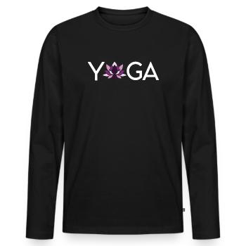 Idée cadeau de yoga - T-shirt manches longues Premium bio Homme - noir - Devant - Nico (187cm)