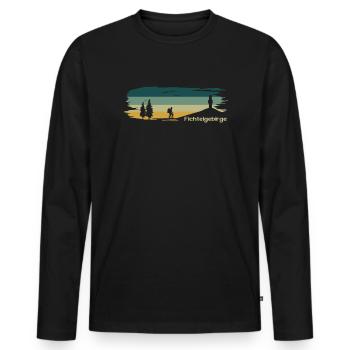 Fichtelgebirge Wanderer Schneeberg - Männer Premium Bio Langarmshirt - Schwarz - Vorne - Nico (187cm)