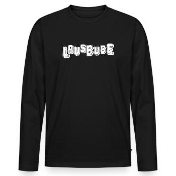 Lausbube in weiss - Männer Premium Bio Langarmshirt - Schwarz - Vorne - Nico (187cm)