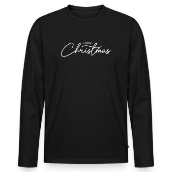 Elegant White Christmas Script - Men's Premium Organic Long Sleeve Shirt - black - Front - Nico (187cm)