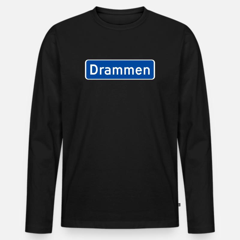 Drammen - Männer Premium Bio Langarmshirt - Schwarz