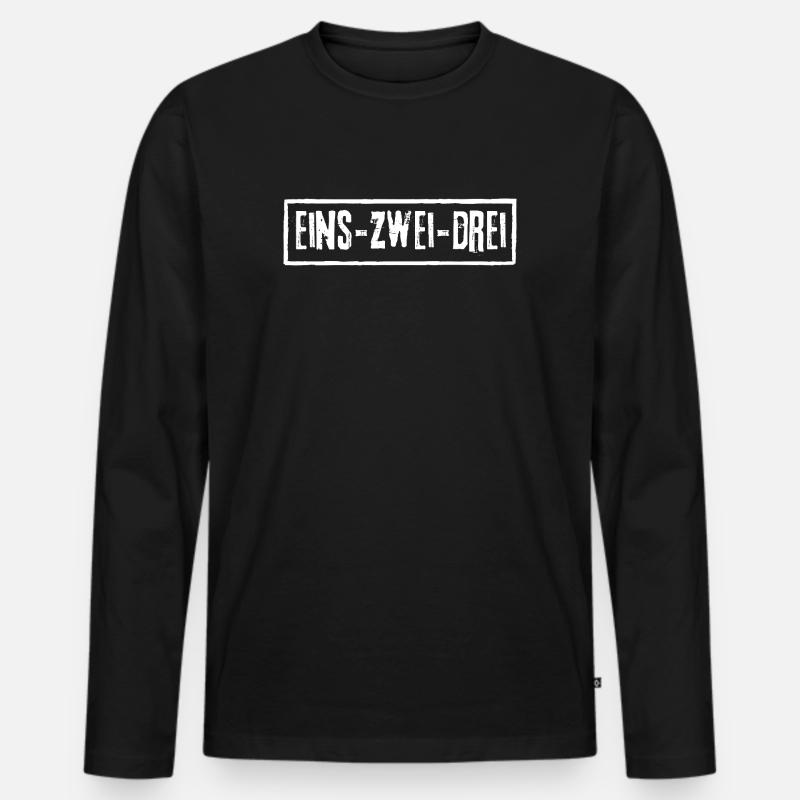 EINS ZWEI DREI - Männer Premium Bio Langarmshirt - Schwarz