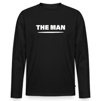 THE MAN - Men's Premium Organic Long Sleeve Shirt - black - Front - Nico (187cm)