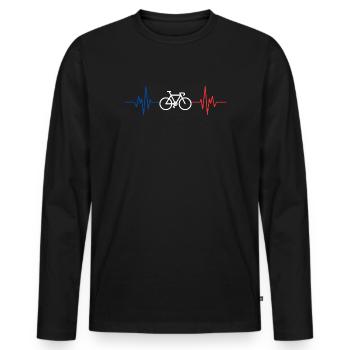 Line Cardio Bike Minimalist Design Gift Cyclist - Men's Premium Organic Long Sleeve Shirt - black - Front - Nico (187cm)