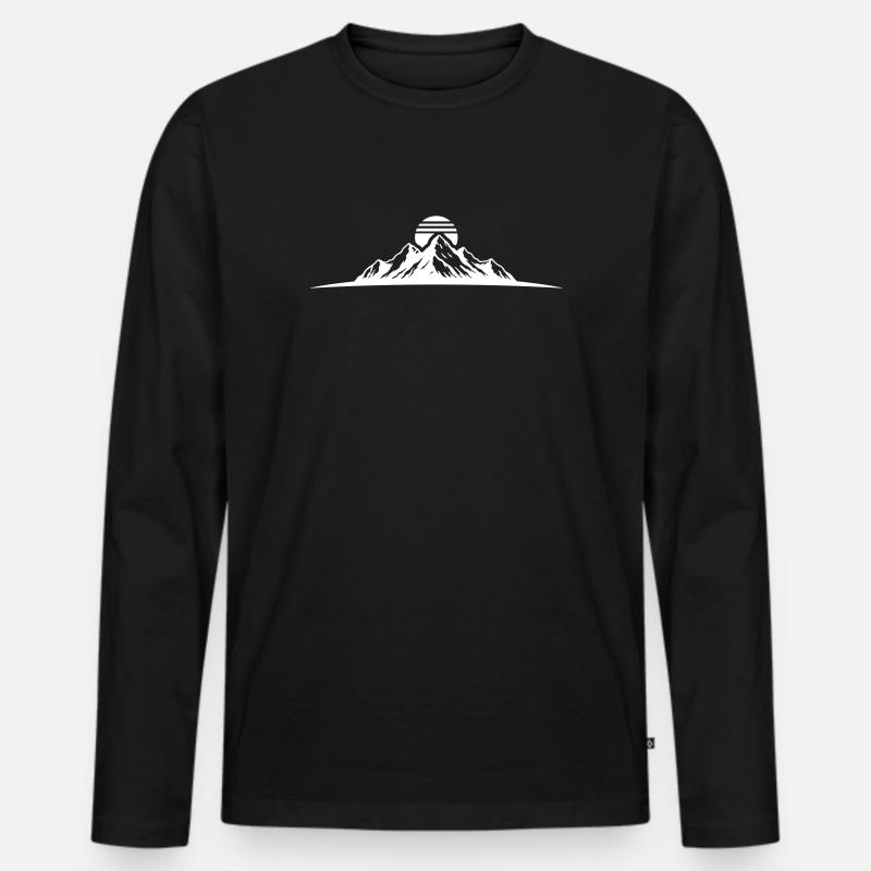 Berge Gipfel Silhouette - Männer Premium Bio Langarmshirt - Schwarz
