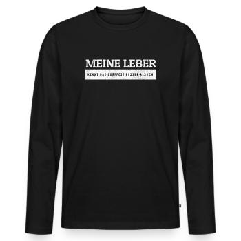 SARKASMUS - Die Leber kennt das Dorffest besser. - Männer Premium Bio Langarmshirt - Schwarz - Vorne - Nico (187cm)