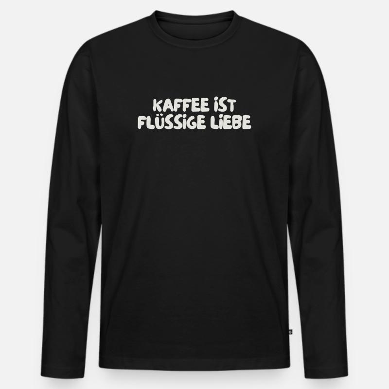 Kaffee ist flüssige Liebe - Männer Premium Bio Langarmshirt - Schwarz