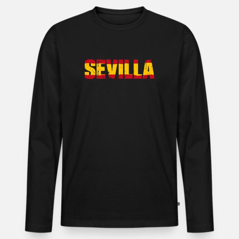 Sevilla Flagge Spanien - Männer Premium Bio Langarmshirt - Schwarz