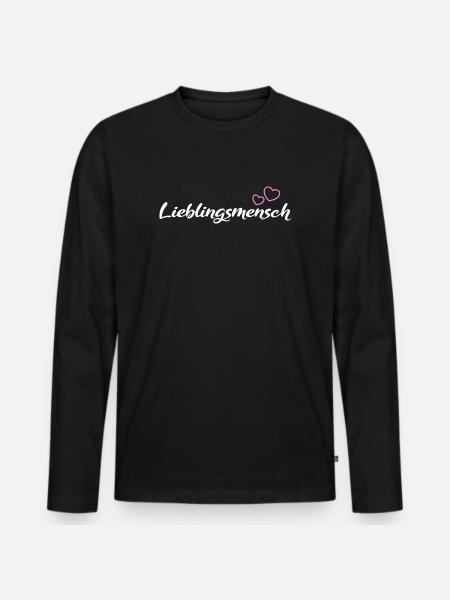 Lieblingsmensch - Männer Premium Bio Langarmshirt - Schwarz