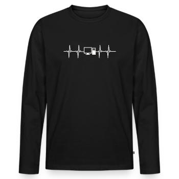 Tech-Herzschlag Computer - Männer Premium Bio Langarmshirt - Schwarz - Vorne - Nico (187cm)