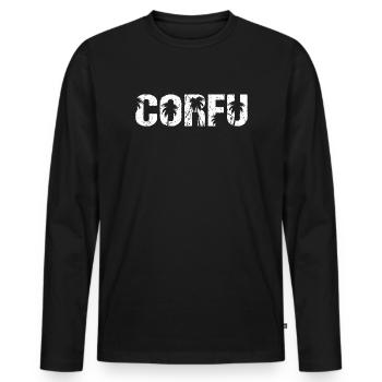 Corfu Greece Palm Trees Corfu Island - Men's Premium Organic Long Sleeve Shirt - black - Front - Nico (187cm)