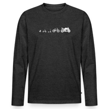 Evolution Scooter Deux-Roues Moto - T-shirt manches longues Premium bio Homme - anthracite chiné - Devant - Nico (187cm)