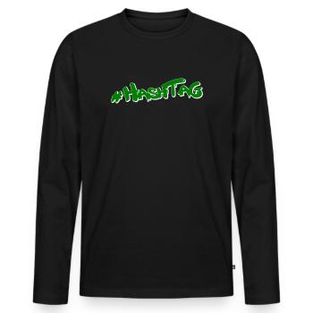 Hashtag Cannabis - T-shirt manches longues Premium bio Homme - noir - Devant - Nico (187cm)