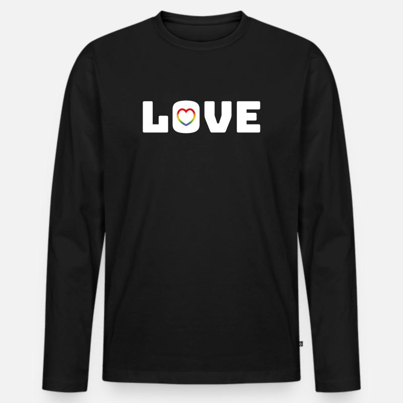 Love Heart Rainbow white - Männer Premium Bio Langarmshirt - Schwarz