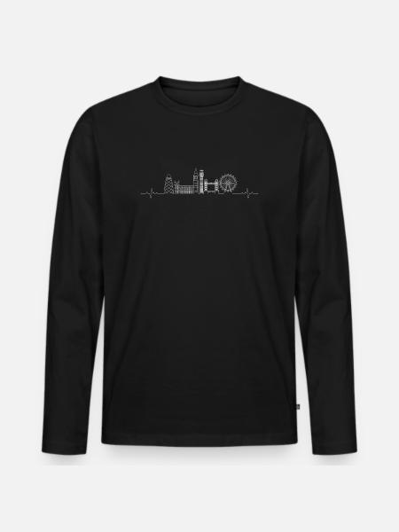 London Pulse Skyline Line Art - Men's Premium Organic Long Sleeve Shirt - black