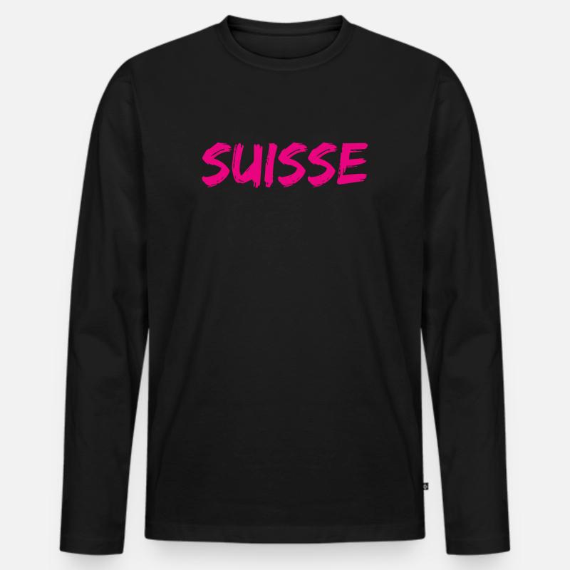 SCHWEIZ. LAND - Männer Premium Bio Langarmshirt - Schwarz